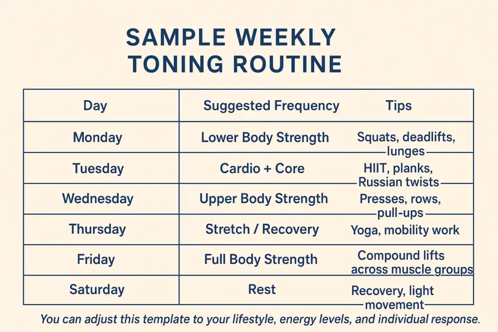 Achieving the Perfect Tone: How Often Should You Exercise for Results? 4 Weekly exercise East Bridgford plan graphic